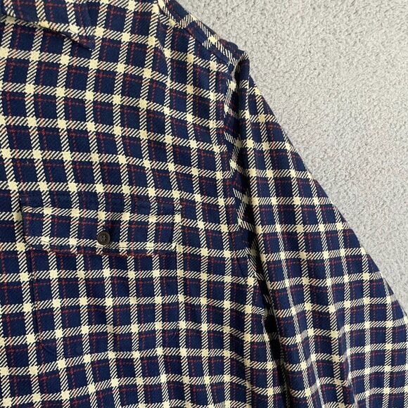 VTG Eddie Bauer shacket Men L Navy Plaid Outdoor Heavy Button Front Flannel - Picture 3 of 9